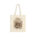 Stay Wild Boho Cow Skull Canvas Grocery & Market Tote Bag - Wildflowers & Moonshine Exclusive!