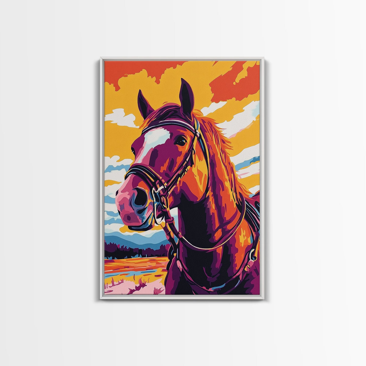 Vibrant Horse, Colorful Art, Vintage Horse Art, Pink Orange Wall Art, Canvas Print, Western Wall Art, Southwest Art, Farmhouse Decor