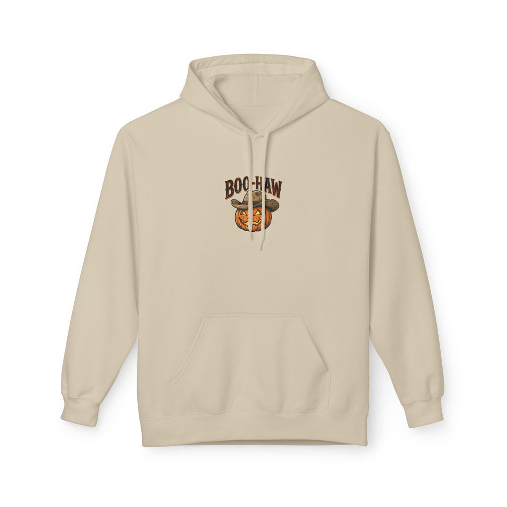 Boo-Haw Halloween Hoodie ~ Wildflowers & Moonshine — Cowgirl Scarecrow Pumpkin Fall Pullover