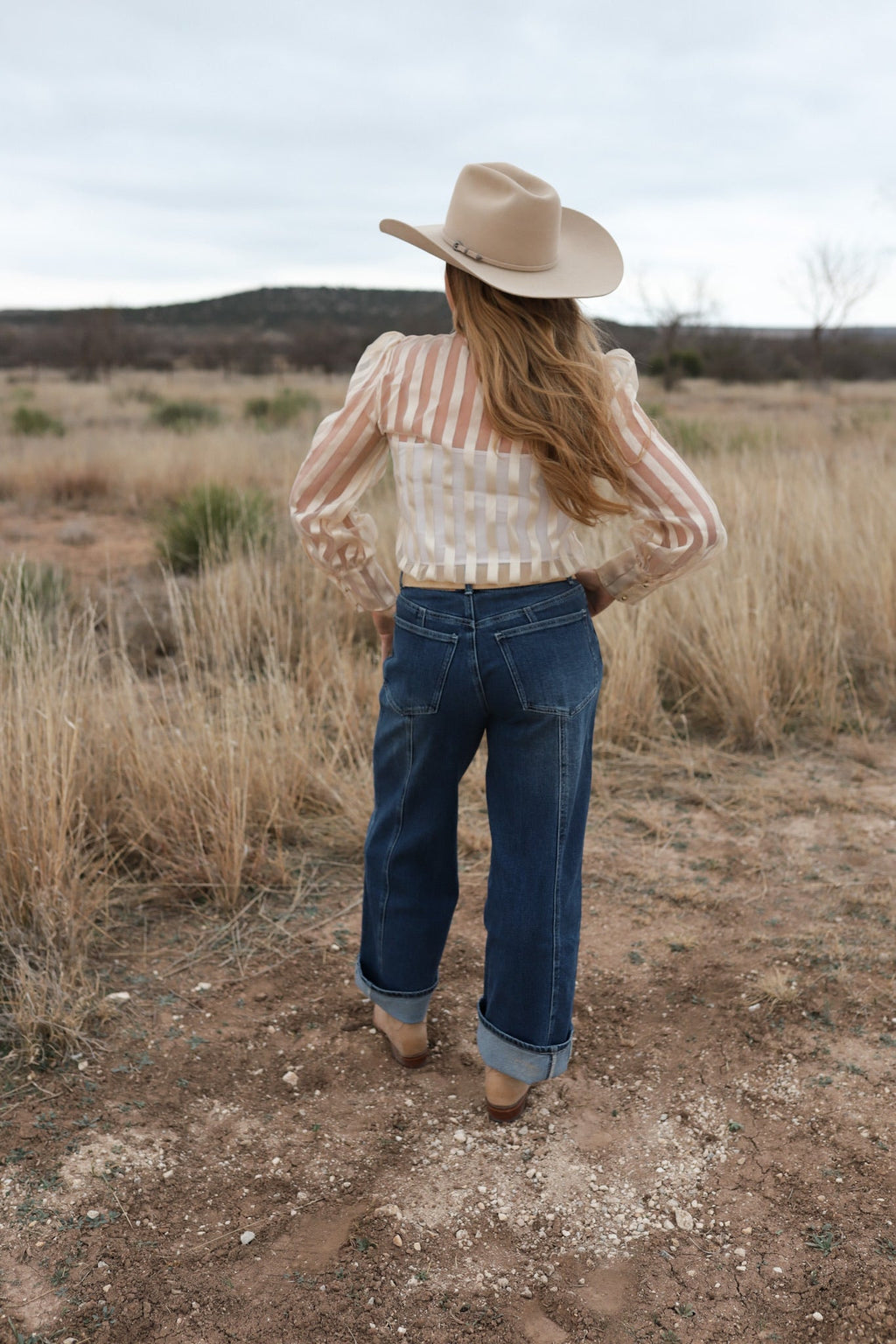 Cream Stripe Bow Top
