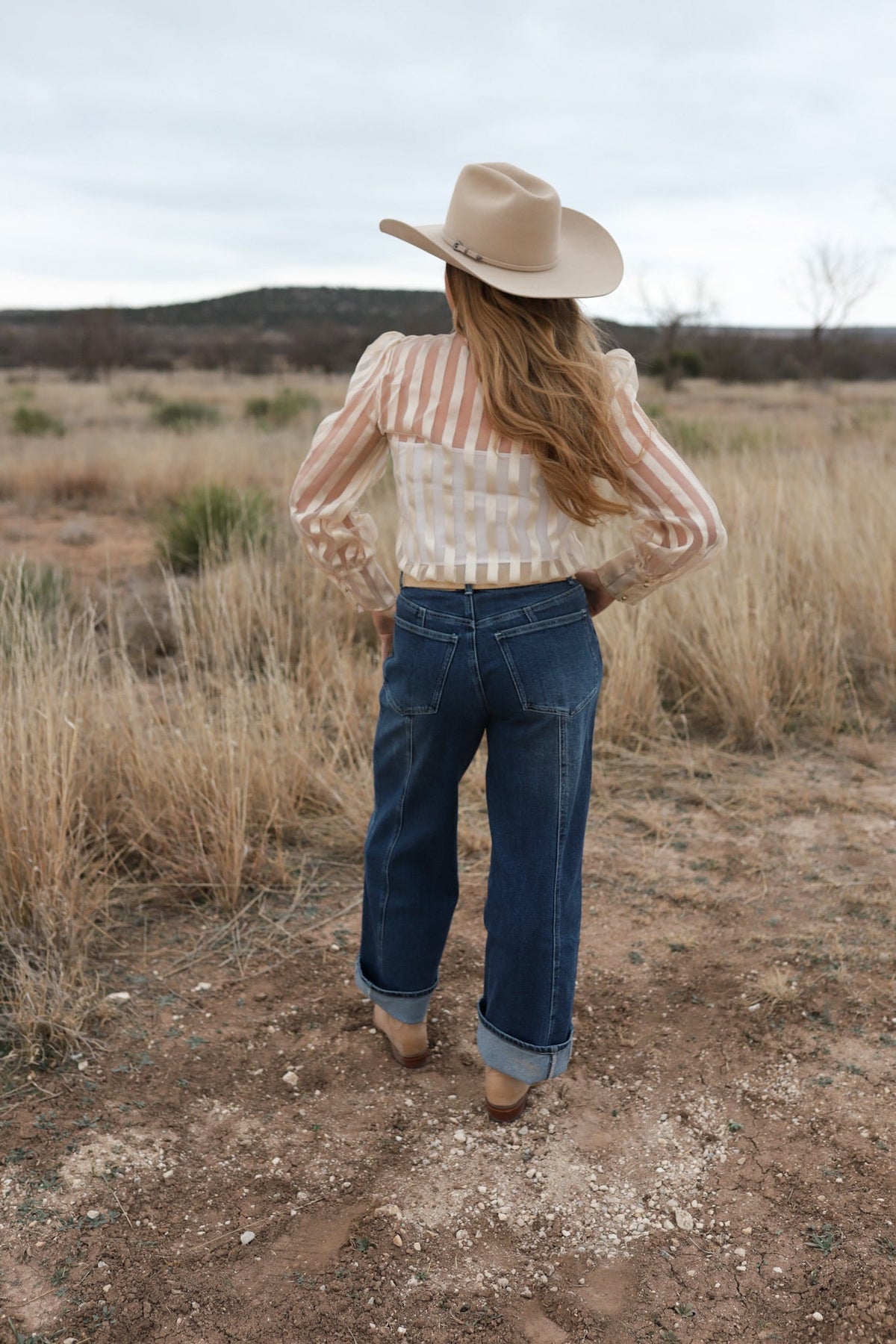 Cream Stripe Bow Top