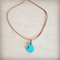 Slab Pendant with Turquoise on Leather Cord Necklace 254d