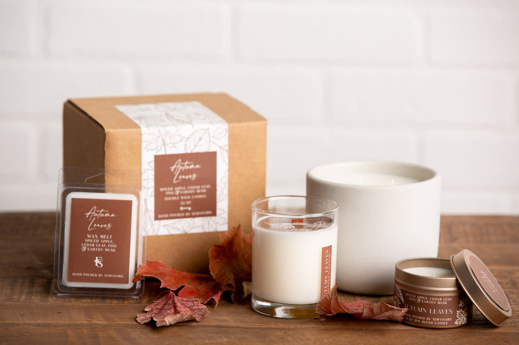 Autumn Leaves Cement Candle 22 oz