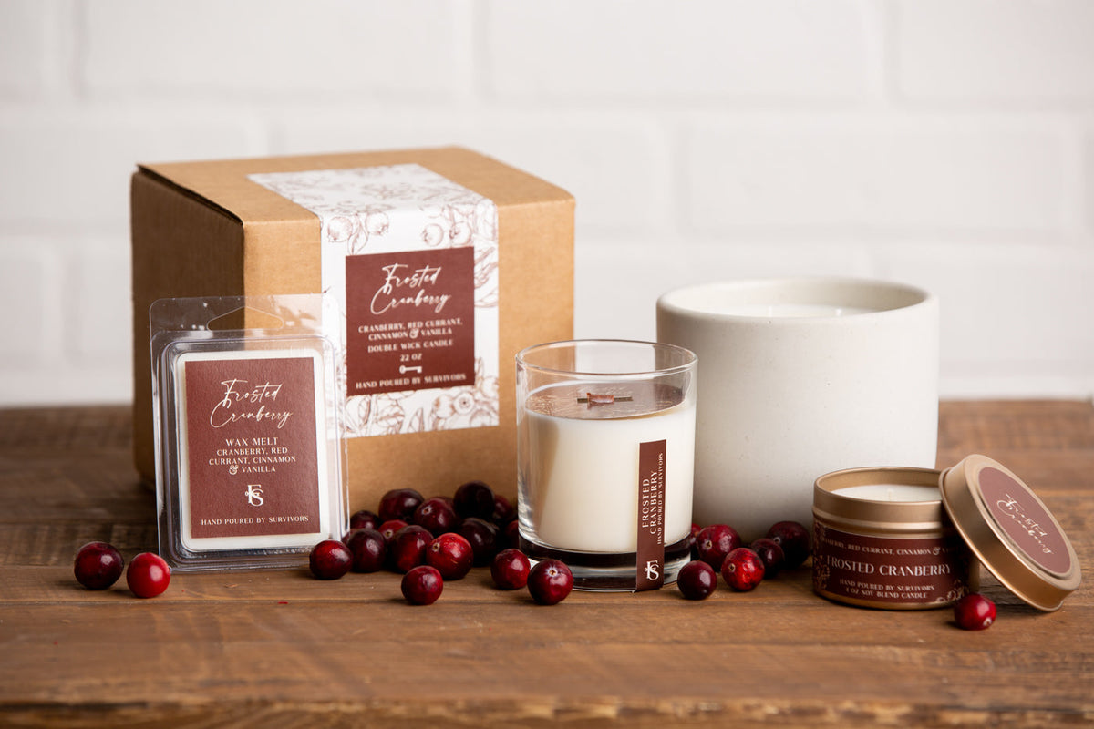Frosted Cranberry Cement Candle 22 oz
