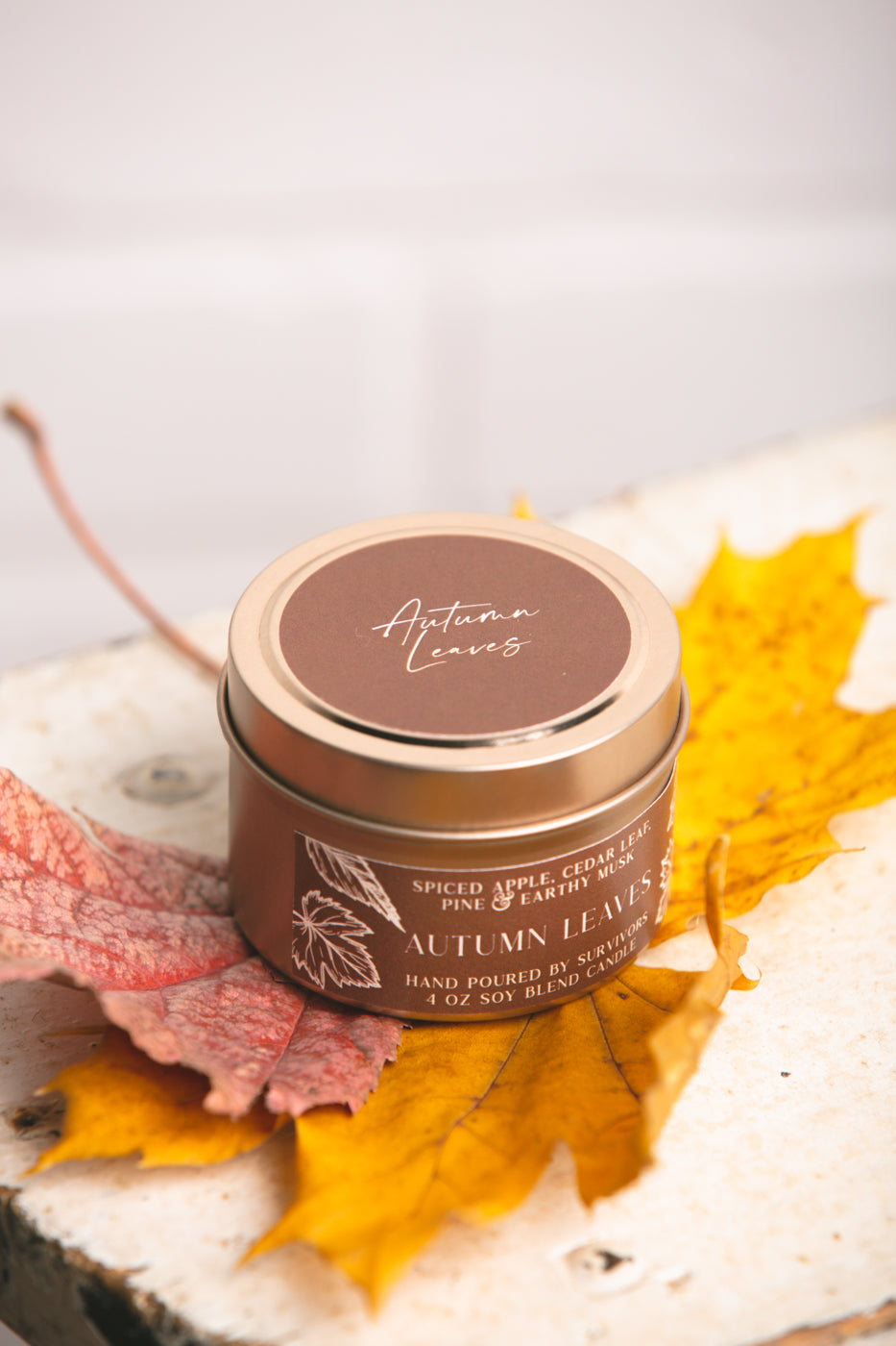 Autumn Leaves Tin Candle 4 oz