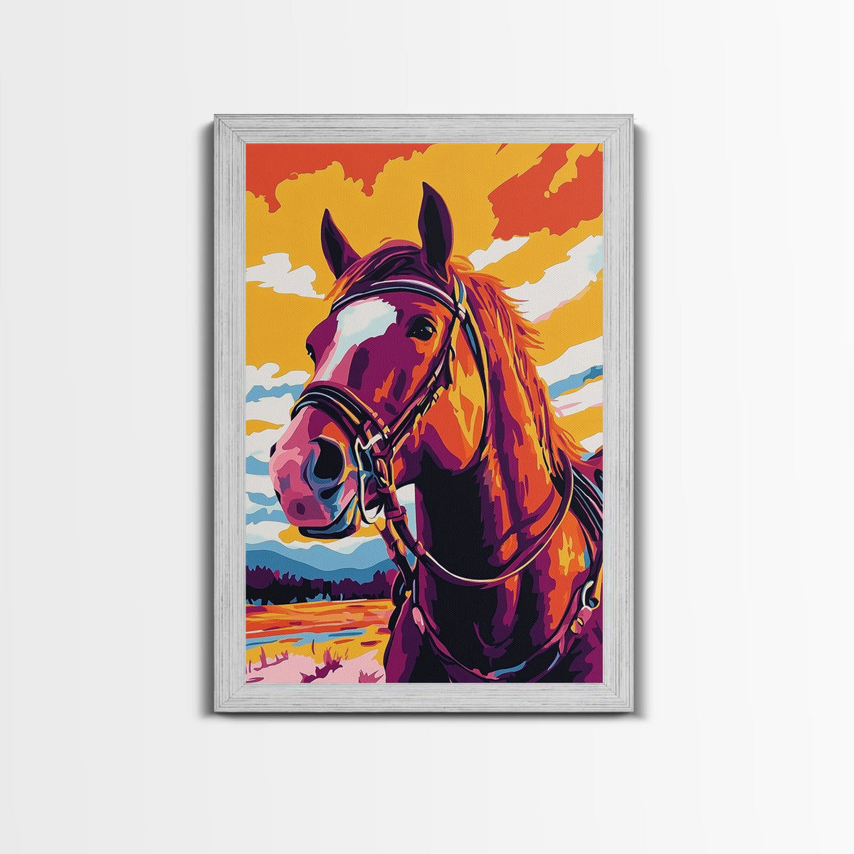 Vibrant Horse, Colorful Art, Vintage Horse Art, Pink Orange Wall Art, Canvas Print, Western Wall Art, Southwest Art, Farmhouse Decor