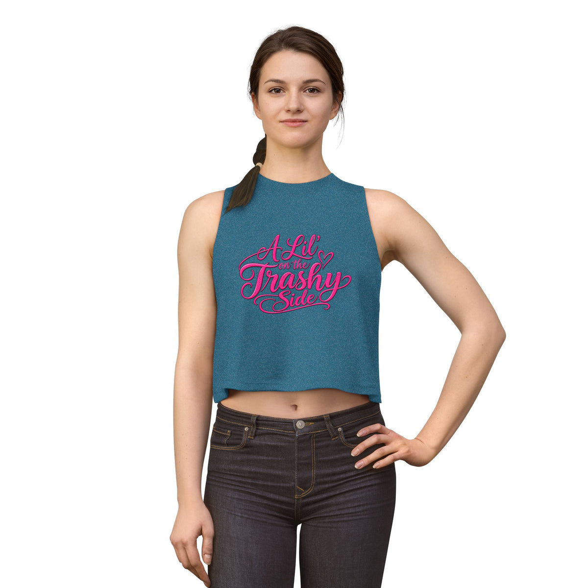A Lil' on the Trashy Side Hot Pink Lettering Crop Top