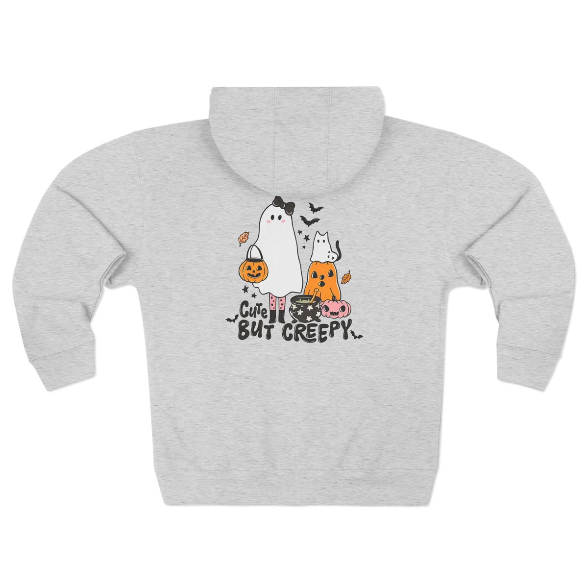 Halloqueen — Cute But Creepy Halloween Zip-Up Women's Grey Hoodie - Wildflowers & Moonshine Exclusive!