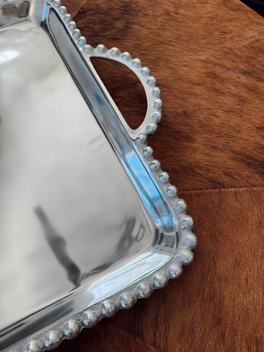 Square Beaded Handle Tray