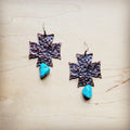 Copper Cross Earrings w/ Blue Turquoise Chunks 220o