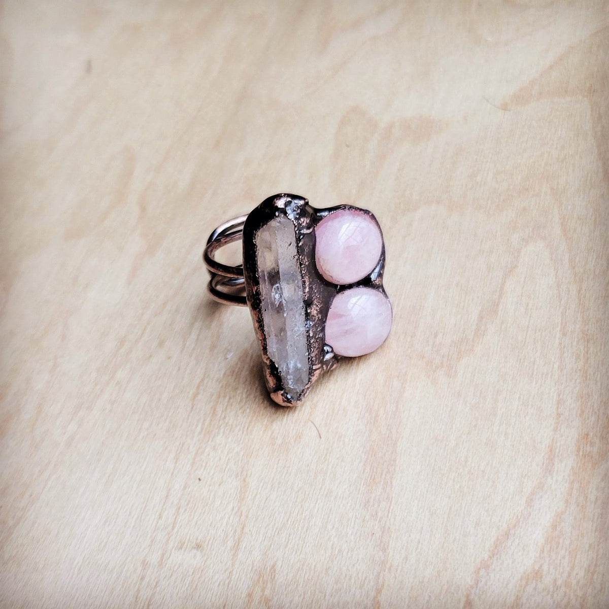 Rose Quartz Ring in a Copper Setting 012ff