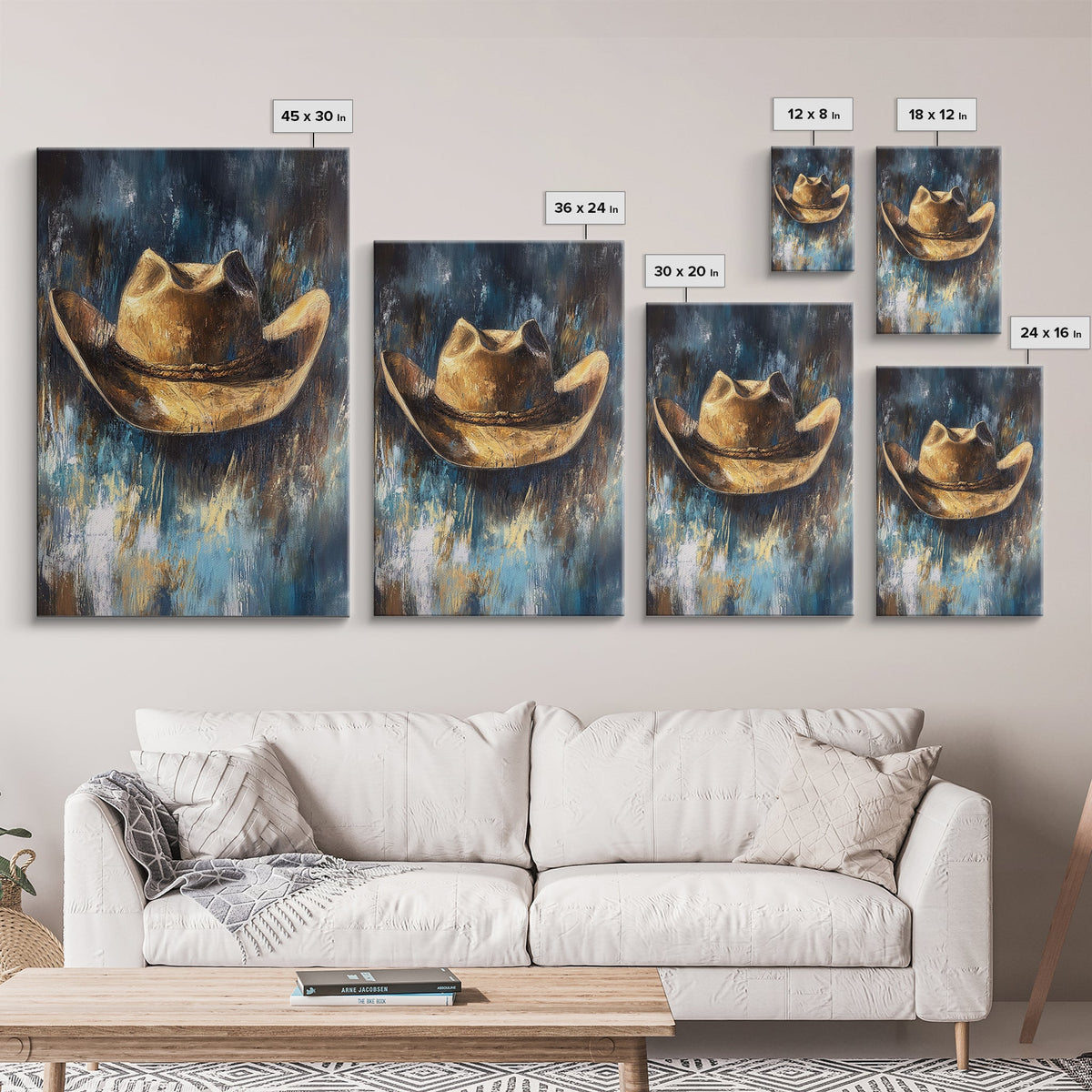 Western Hat, Rustic Wall Art, Farmhouse Art, Cowboy Decor, Canvas Print, Above Sofa Art, Bedroom Art, Gift Idea For Him