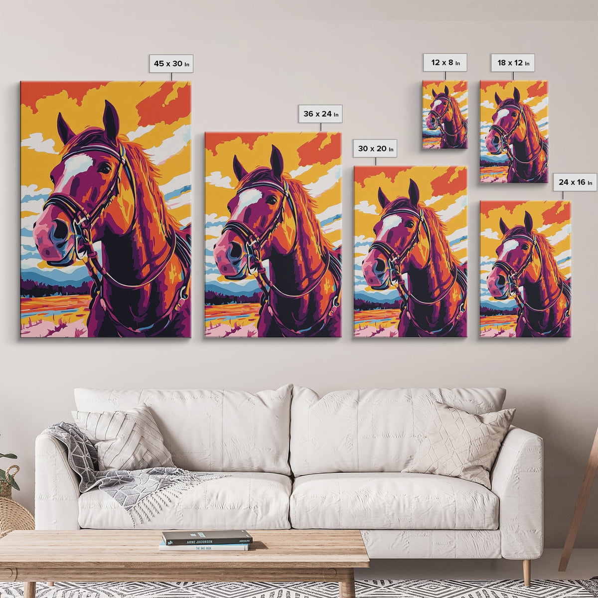 Vibrant Horse, Colorful Art, Vintage Horse Art, Pink Orange Wall Art, Canvas Print, Western Wall Art, Southwest Art, Farmhouse Decor