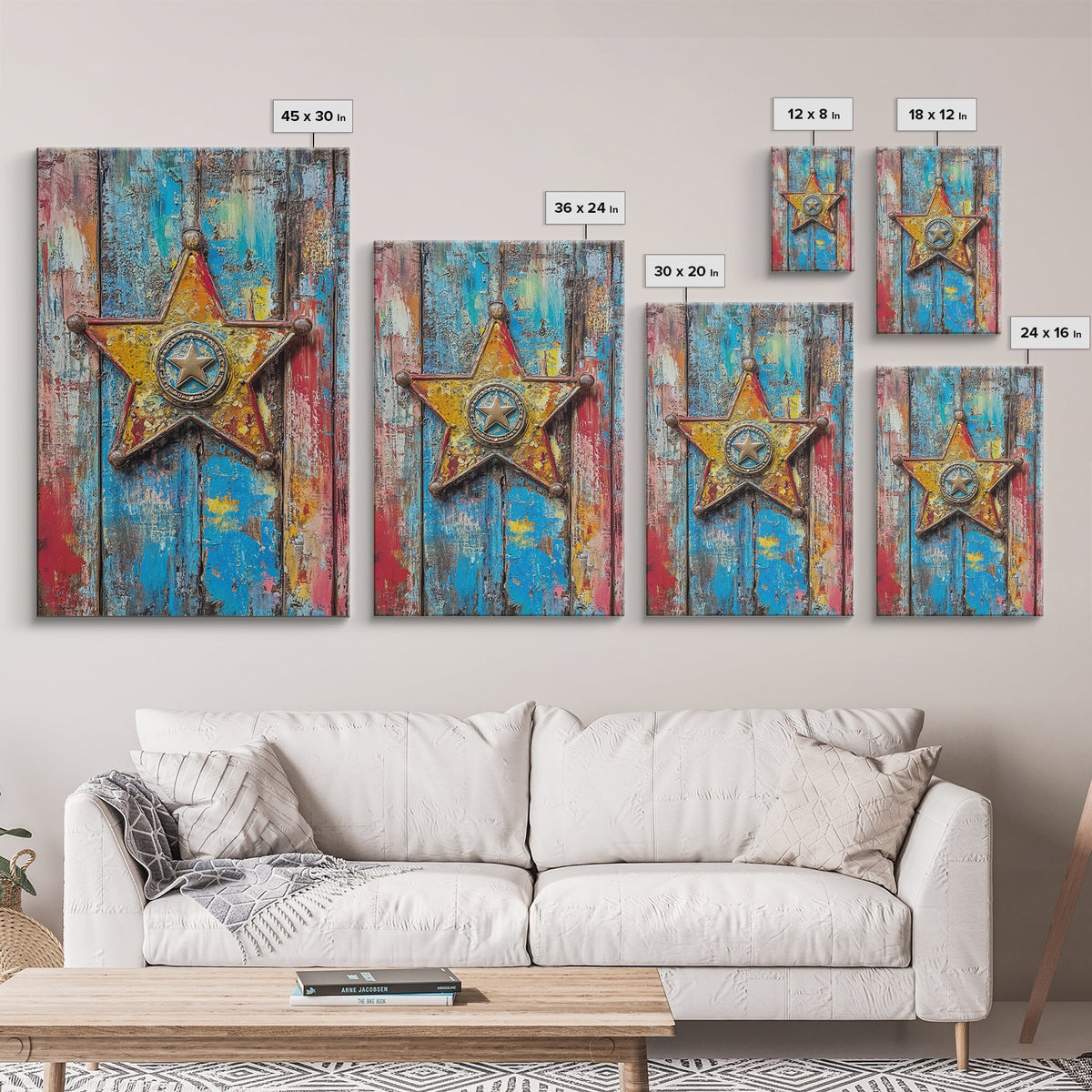 Texas Star, Western Badge, Distressed Metal Art, Cowboy Decor, Canvas Print, Rustic Wall Art, Southwest Wall Art, Vintage Decor
