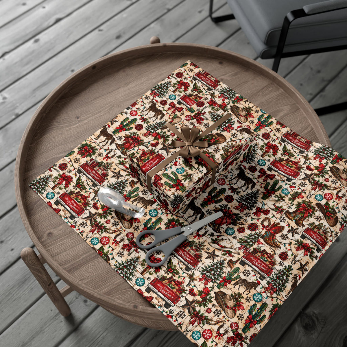 Pick-up Trucks & Horses Christmas Wrapping Paper - Wildflowers & Moonshine Exclusive