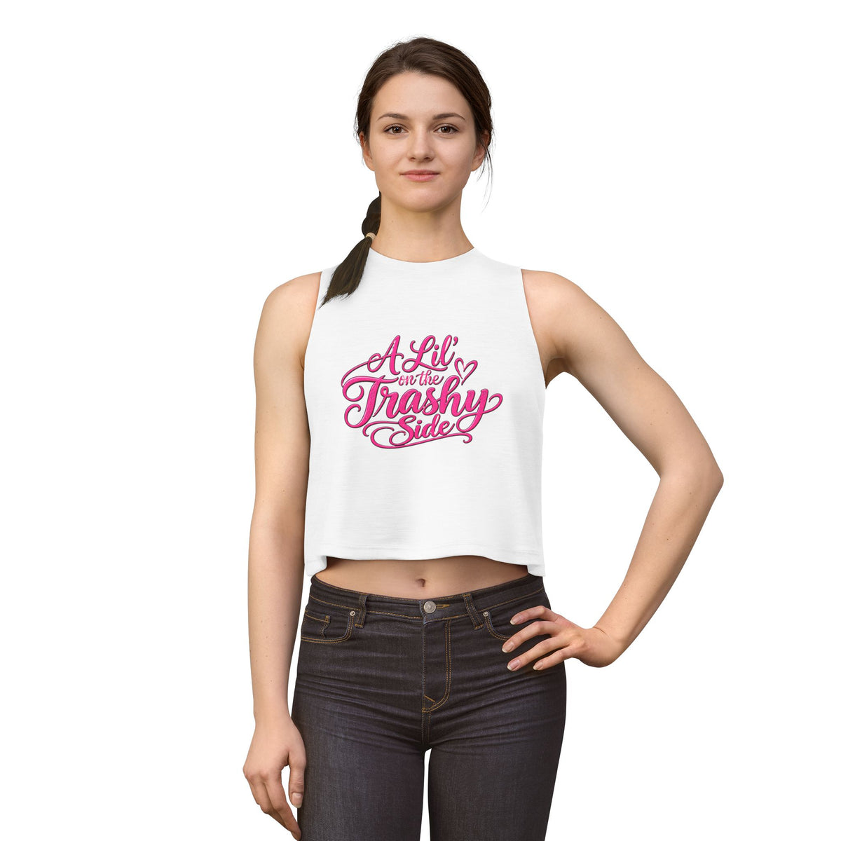 A Lil' on the Trashy Side Hot Pink Lettering Crop Top