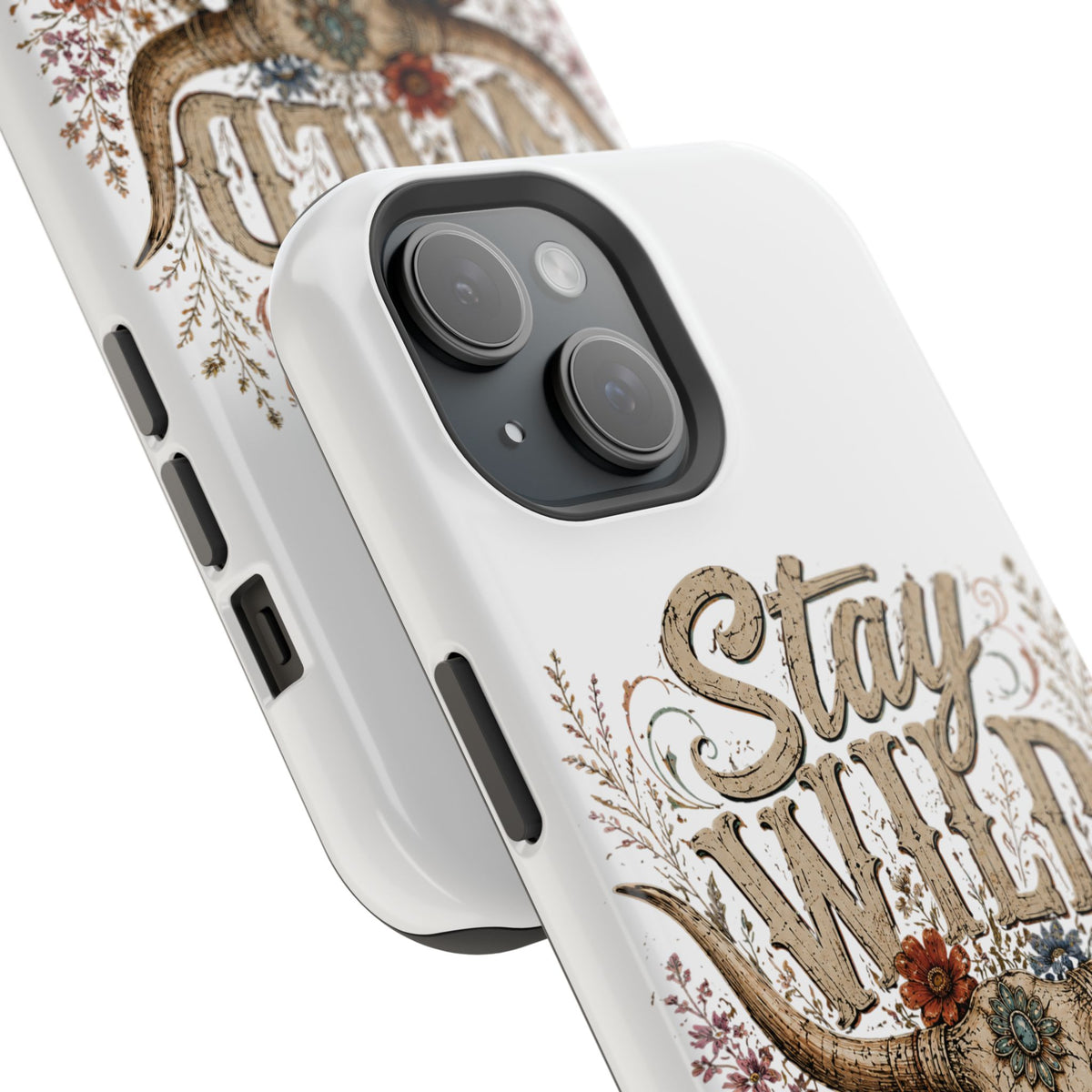 Stay Wild Apple Phone Case — Boho Skull Floral Magnetic Impact-Resistant Case - Wildflowers & Moonshine Exclusive
