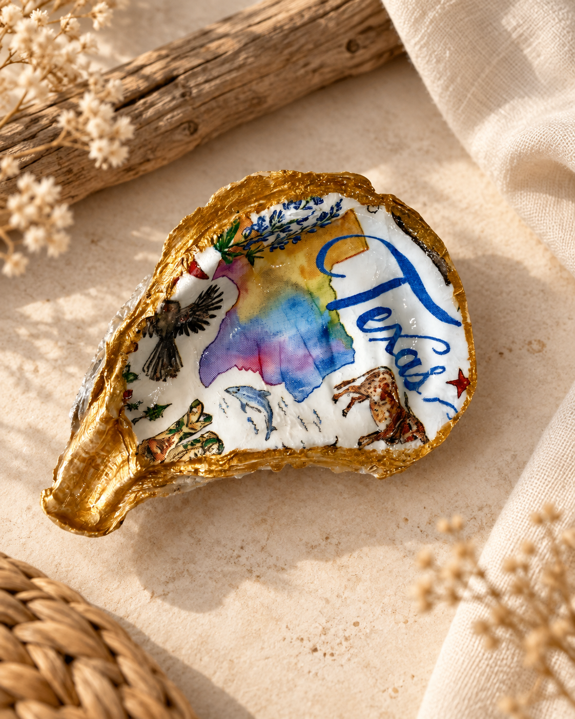 Texas Coast Handcrafted Oyster Shell Trinket Dish