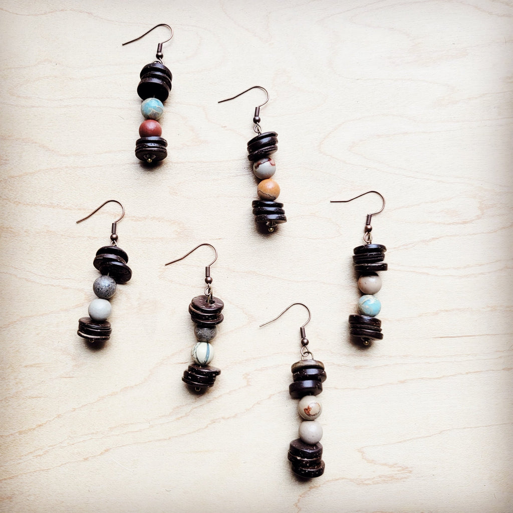 Aqua Terra & Wood Drop Earrings 225d