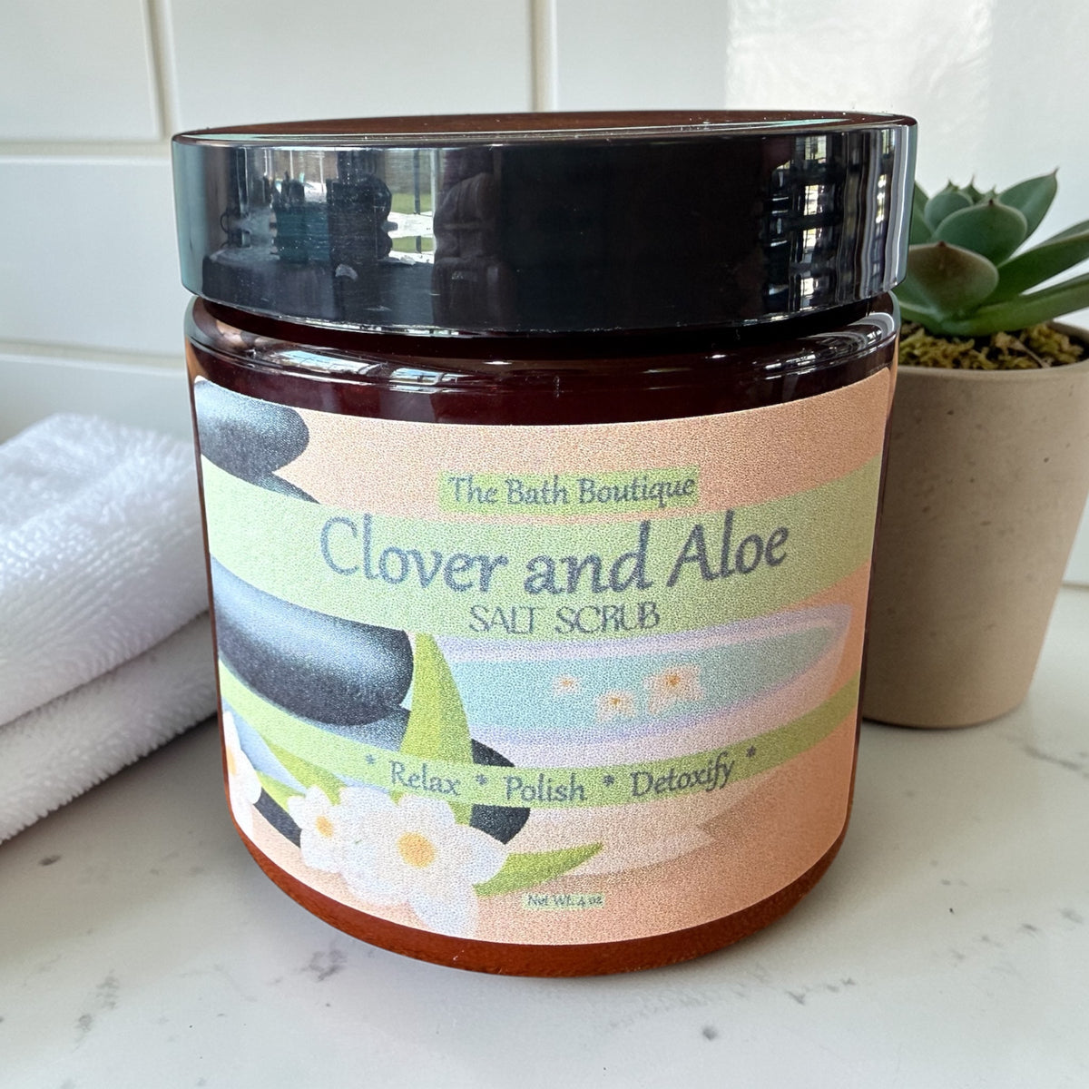 Clover & Aloe Salt Scrub | Soothing Botanical Body Scrub