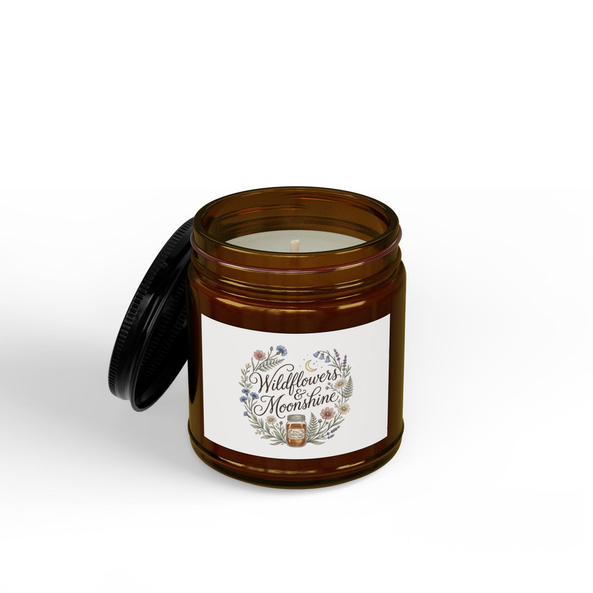 Wildflowers & Moonshine Soy Candle — Scented Amber Jar (4oz & 9oz)