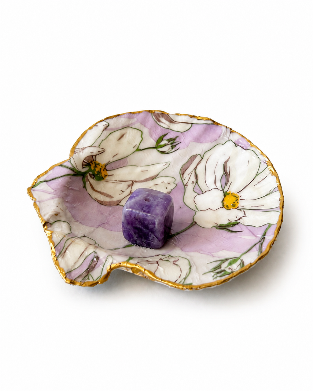Wildflower Meadow Shell Incense Burner | Handmade Floral Scallop Shell Incense Holder