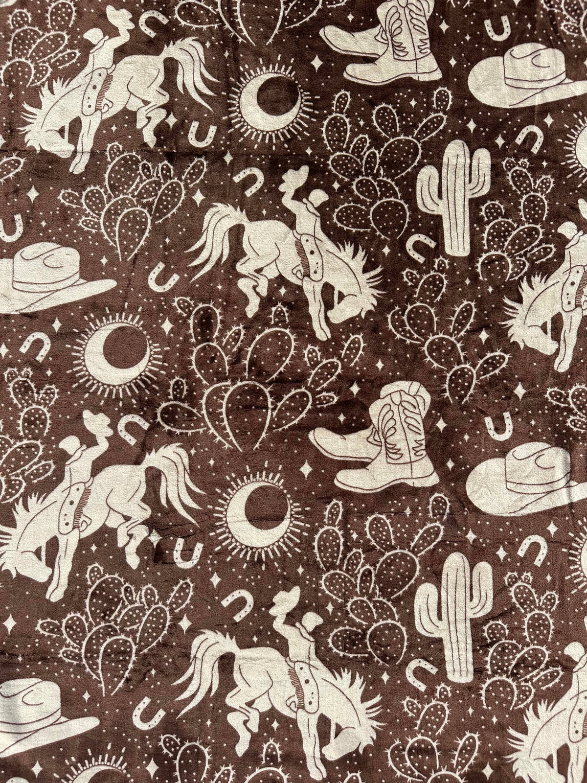 Brown Cowboys Print Super Soft Plush Blanket - King Sized