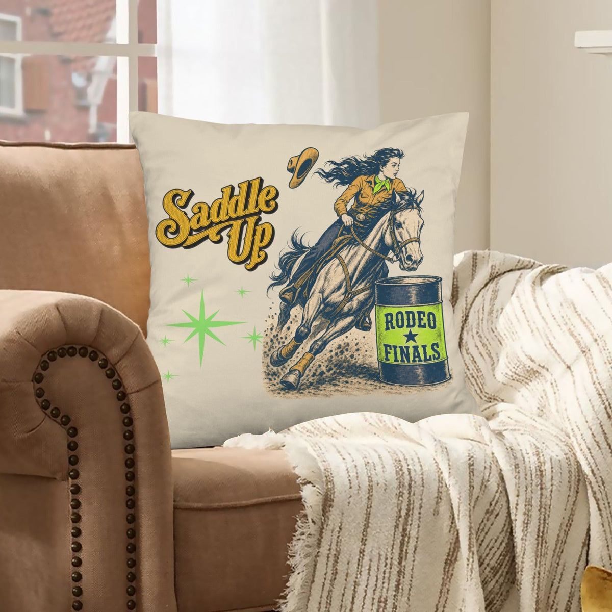 Velvety Soft The Last Roundup Barrel Racer Throw Pillow Cover