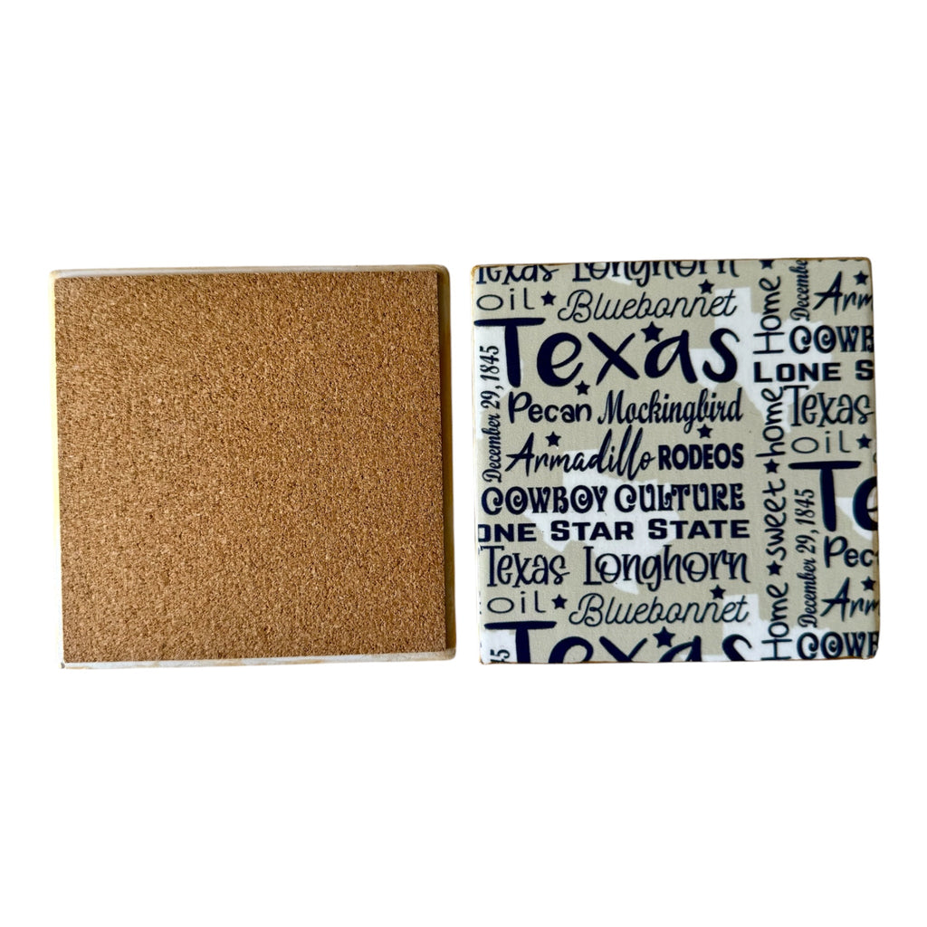 Texas Lone Star Handmade Coaster Set with Holder