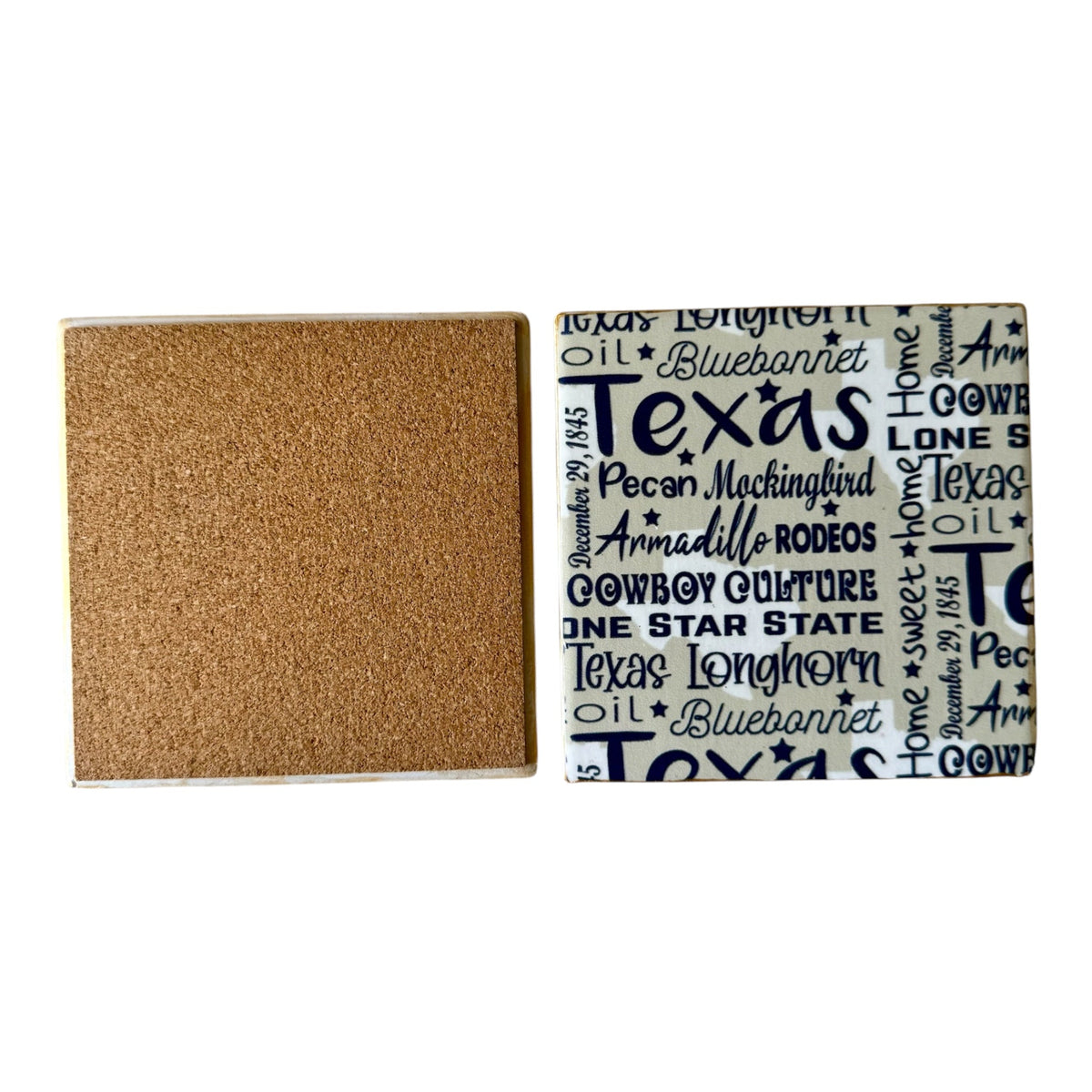 Texas Lone Star Handmade Coaster Set with Holder