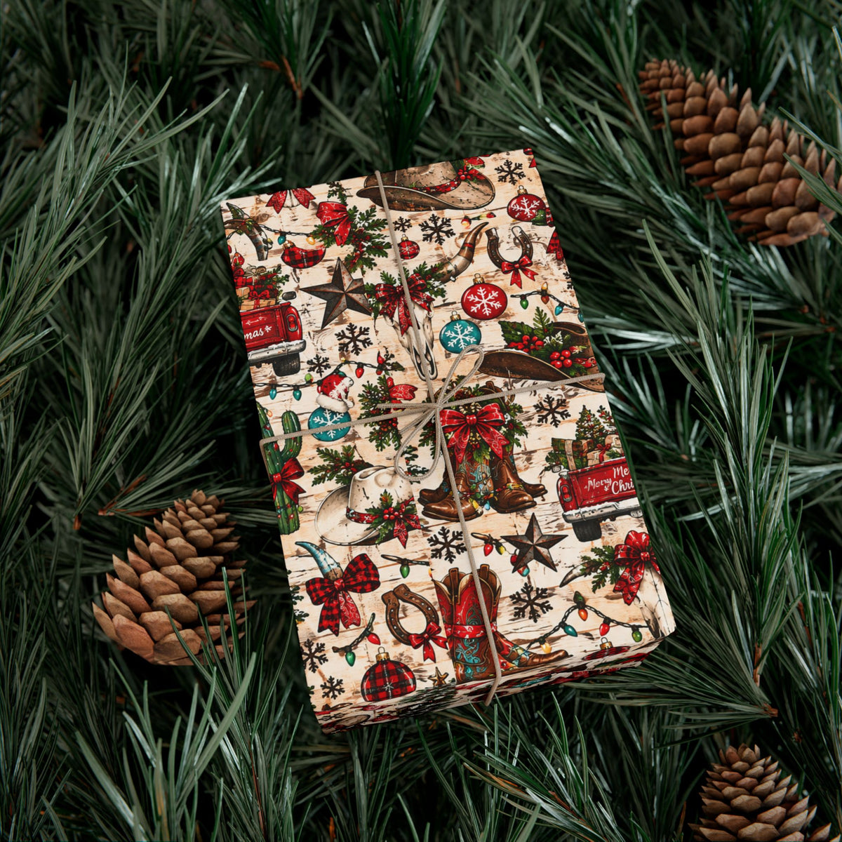 Pick-up Trucks & Horses Christmas Wrapping Paper - Wildflowers & Moonshine Exclusive