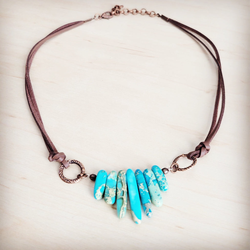 Regalite Slab Necklace with Leather Closure 252j
