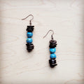 Ocean Agate & Wood Drop Earrings 225c