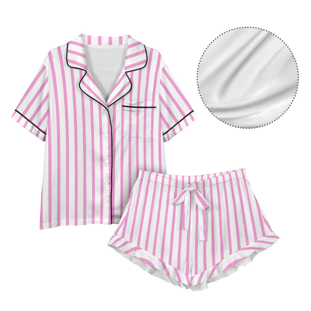 Retro Pop Western Wild West Pink Pin Stripe Satin Pajamas