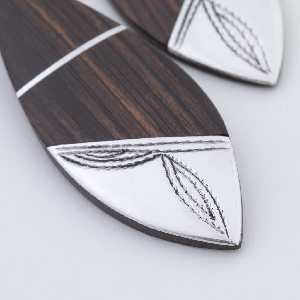 Tuareg Silver & Ebony Drop Earrings
