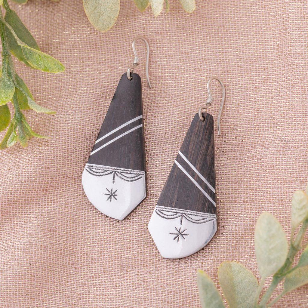 Tuareg Silver & Ebony Drop Earrings