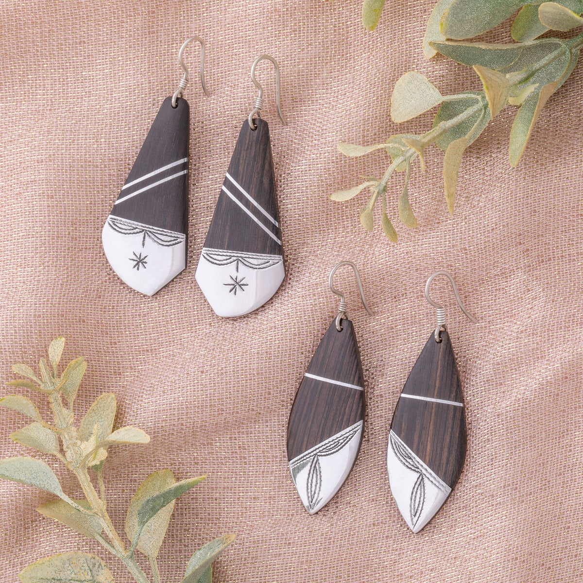Tuareg Silver & Ebony Drop Earrings