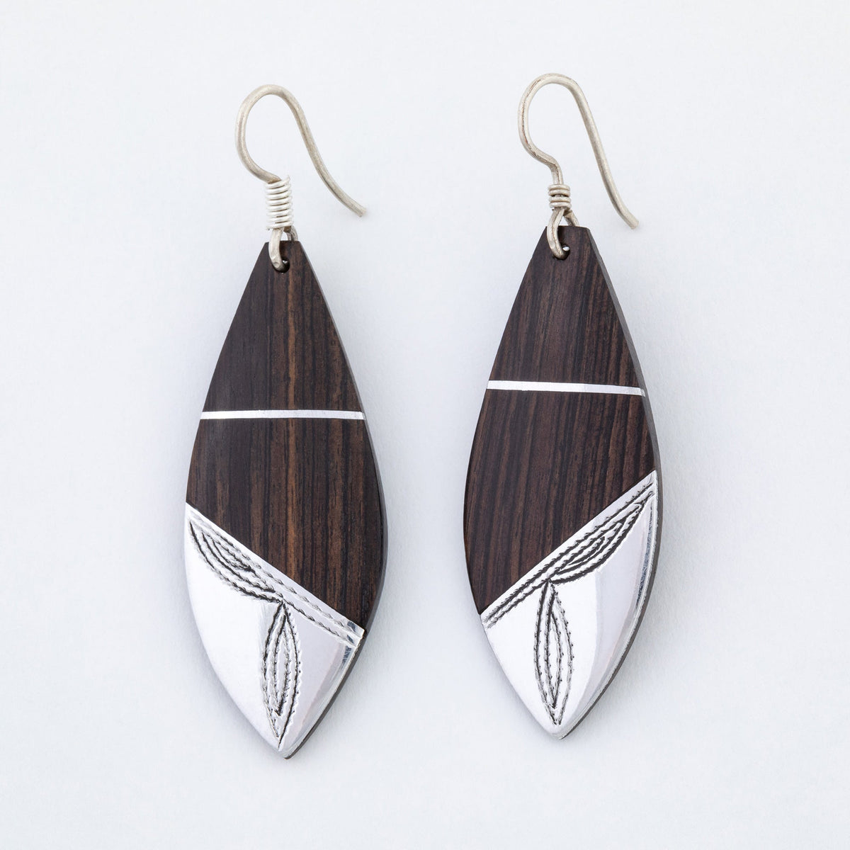 Tuareg Silver & Ebony Drop Earrings