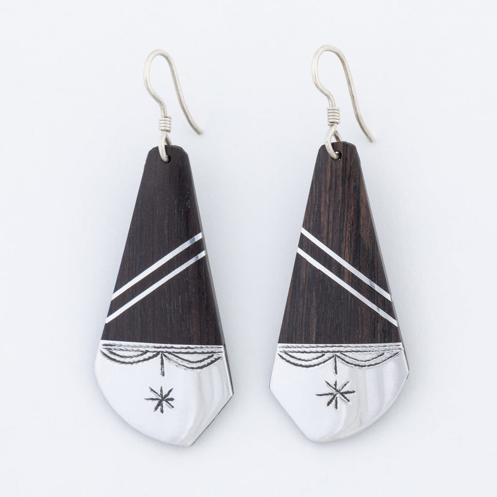 Tuareg Silver & Ebony Drop Earrings