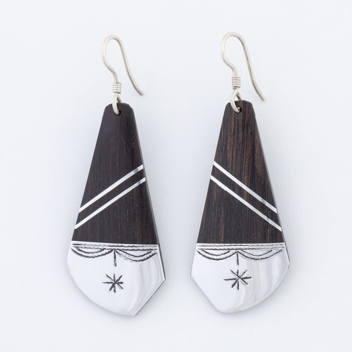 Tuareg Silver & Ebony Drop Earrings