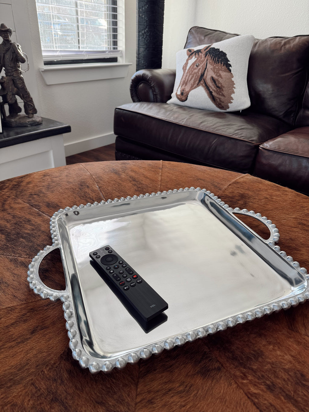 Square Beaded Handle Tray