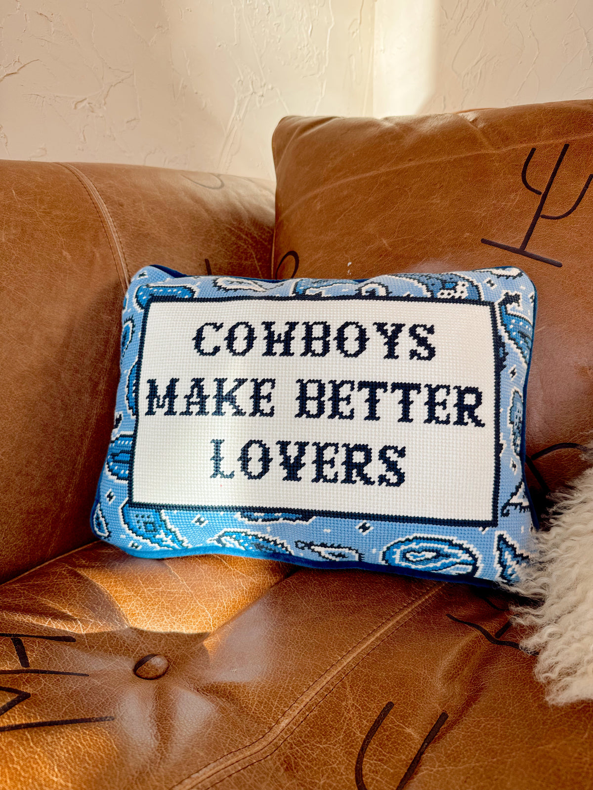 Cowboys Make Better Lovers Embroidered Pillow