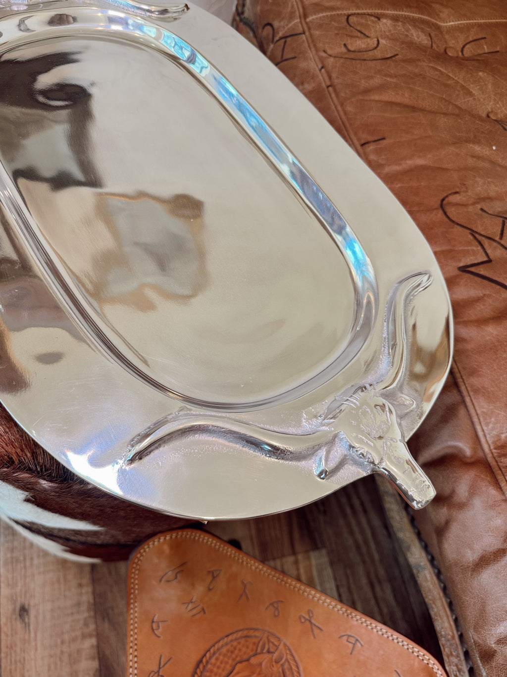 Silver Bull Oval Platter