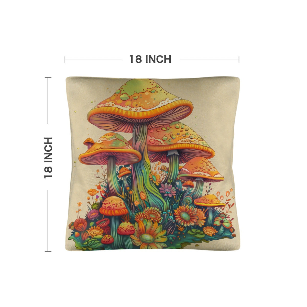 Retro Mushrooms Pillow Case