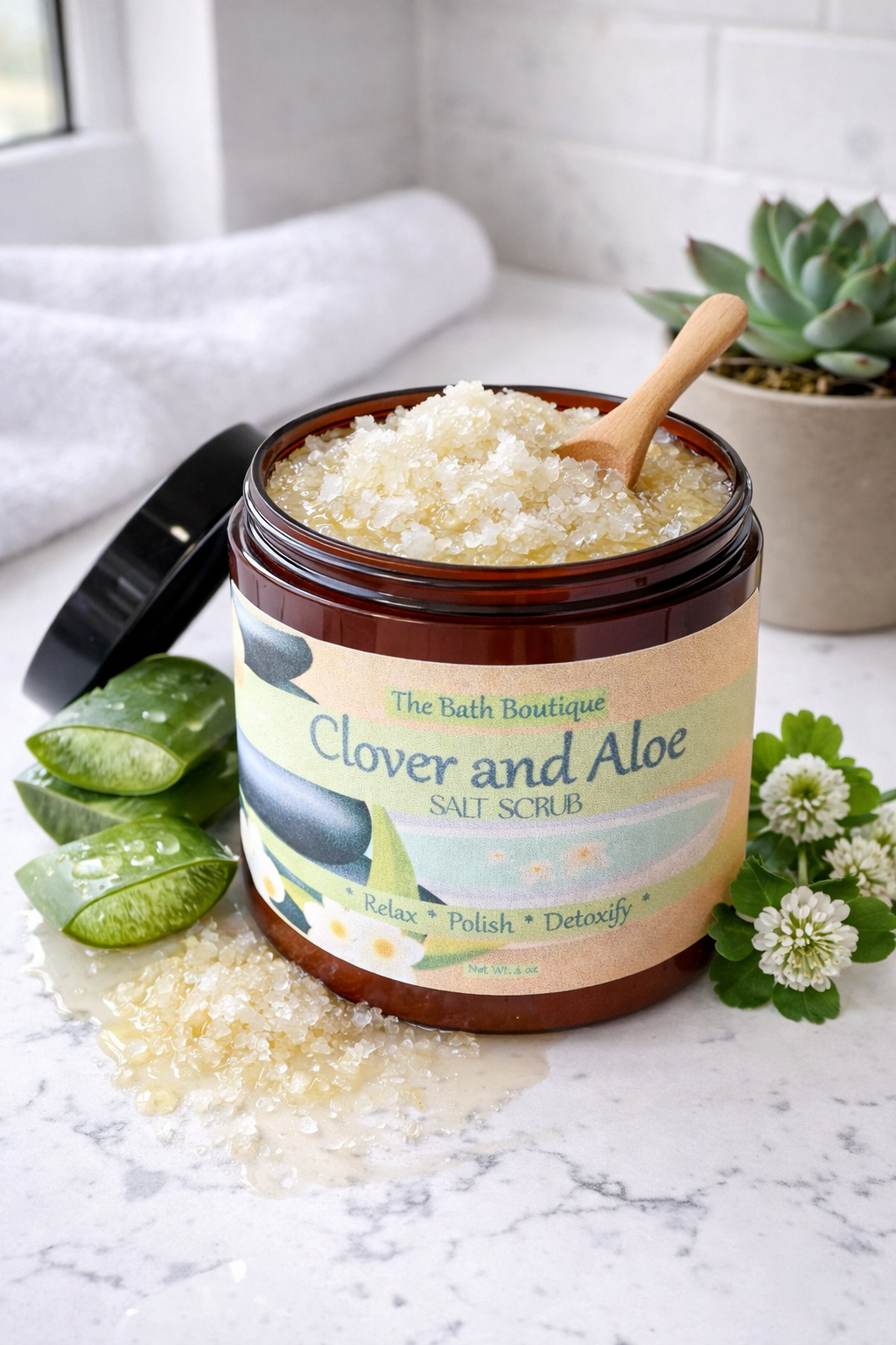 Clover & Aloe Salt Scrub | Soothing Botanical Body Scrub