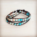Jasper Beaded Leather Double Wrap Bracelet 811s