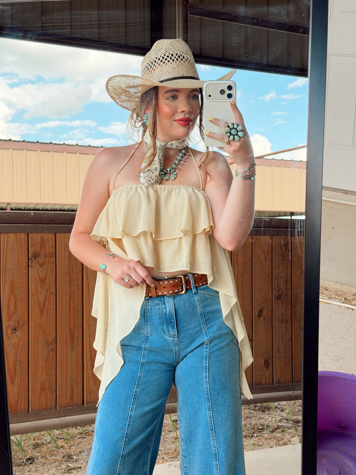 Bryn Ruffle Halter Top