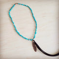 Turquoise & Copper Necklace w/ Feather Tassel Pendant 264c