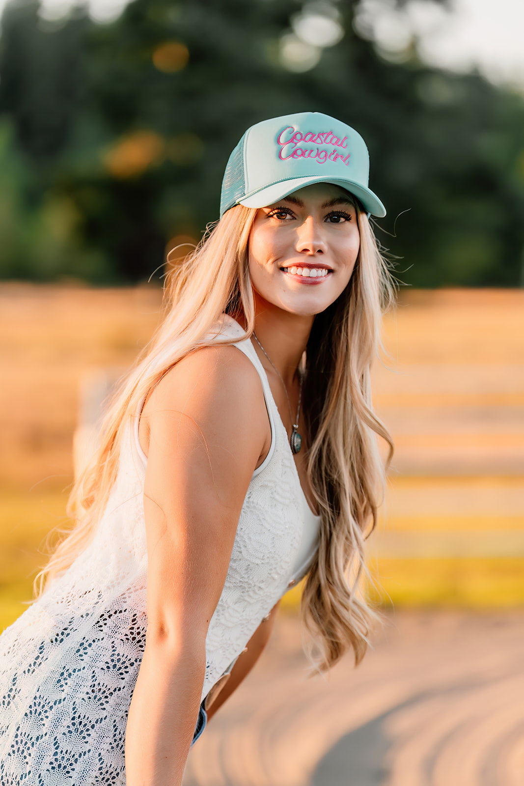 Coastal Cowgirl Neon Embroidered - Trucker Hat