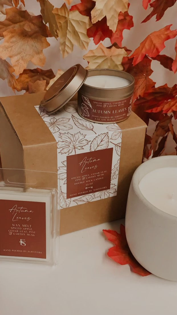 Autumn Leaves Cement Candle 22 oz